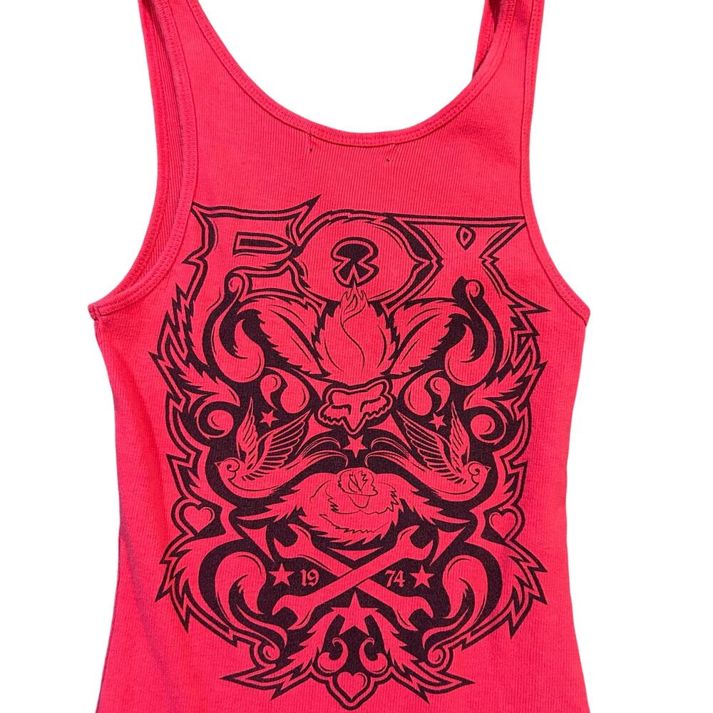 Vintage Y2K Fox Racing Tank Top Women’s Size Large Grunge Graphic Pink - Picture 5 of 5